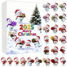 Advent Calendar for Kids 24 Days Christmas Count Down Calendar with Hanging 2D Snowman Ornaments - Verde Oliva - Ver 6