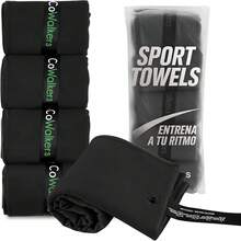 Toalla de Microfibra para Gym - Secado Rápido y Alta Absorción (Pack 5),para Gimnasio, Yoga, Box o Correr,Sin Olores, Anti-Bacterial - Toalla Deportiva Unisex para Entrenamiento (Negro) - Negro - Ver 9