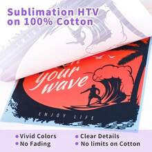 Sublimation  For Dark Fabric/Light Fabric 12inch X 10FT - Matte White  Vinyl Iron On Heat Transfer Vinyl For Cotton T-Shirt Work With Sublimation Paper Sublimation Printers,Sublimation10FT - 昇華熱轉印膜10英尺 - 查看 6