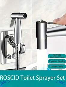 6pcs/Set Modern 2-In-1 Multi-Functional Toilet Sprayer, Wall-Mounted High Pressure Toilet Bidet Spray Set With Dual Control, 3-Way Valve, Retractable Hose And Bracket, Suitable For Bathroom, Toilet, Shower, Kitchen, Ideal Gift - Multicolor - View 10