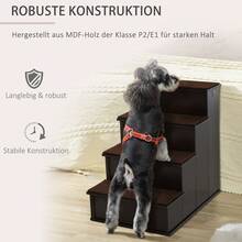 PawHut Pet Stairs, Dog/Cat Stairs With Carpet, Entrance Aid, MDF, Dark Brown, 40x59x54.2cm - 1 - View 6