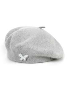 1顶女士纯色珍珠蝴蝶休闲羊毛贝雷帽,百搭日常时尚 - 彩色 - 查看 20