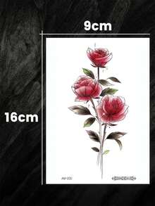 1Pc Waterproof Temporary Transfer Tattoo, Cute Y2K Style, Peony Flower, Leaf & Butterfly Pattern, Delicate Line Details, Long Lasting Fake Tattoo Stickers, Body Art Decals For Women, Suitable For Ankle, Calf, Arm, Party & Daily Decoration - Multicolor - View 5
