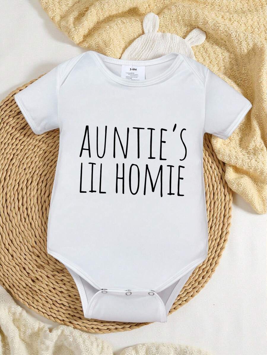 Baby Boy Funny Slogan Letter Print Short Sleeve Bodysuit - White - View 1