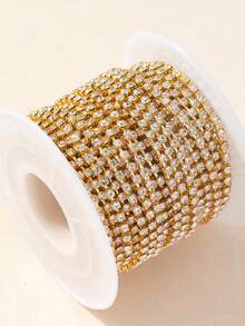 1 Roll 6.5# 2mm 400cm Super Sparkling Rhinestone Chain, Nail Art Decoration Chain, DIY Decoration Chain, Diamond Chain - Black and White - View 10