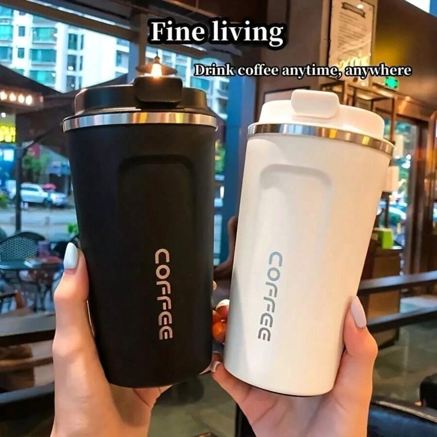 1pc Stainless Steel Smart Temperature Display Coffee Mug, Commuter/Office/Couple Coffee Cup - Multicolor - View 1