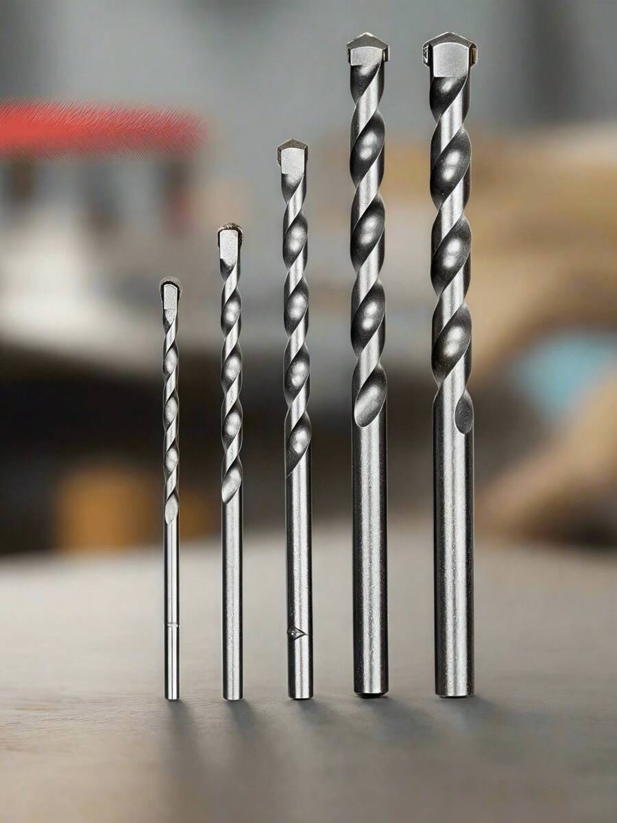 A Straight Shank Hammer Drill Bit - Hardware Tools - Electric Drill For Drilling Metal, Iron, Steel, Metal, Cement Walls, Concrete, Wood, Plastic, And Ceramic Tiles. High-Hardness Alloy Drill Bit With Enhanced Sharpness And Wear Resistance; Firmly Welded Tip; For Drilling Through Walls; Multiple Sizes Available: 4*160, 6*210, 8*210, 12*260, 8*400, 10*400, 12*400. - Silver - View 1