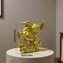 1pc Resin Three Horses Statue Decor, Feng Shui Wealth Figurine For Home, Entryway, Wine Cabinet, Office Desk