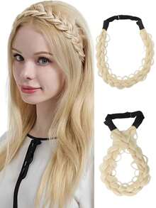 Crimp And Fluffy Braided Headband 3 Strands Synthetic Hair Braid Fashion Chunky Wide Thick Elastic Braid Headbands 14inch