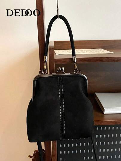 Dedoo 1pc Bag Handbag Fashion Retro New 2025 Clip Bag Handbag Mobile Phone Bag Retro Temperament Messenger Bag Literary Handbag Joker Commuting.