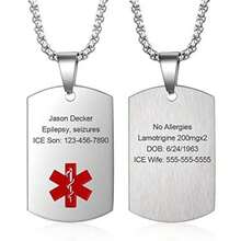 Alerta Médica Colgante Collar para Hombres Mujeres Nombre grabado personalizado ID Tag Collar de acero inoxidable de emergencia Med Collar de Alerta para Hombres Mujeres Joyería de Alerta Médica(Plateado) - Multicolor - Ver 2
