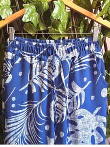 Wide-Leg Pants In DUNA Fabric With Lining, Pockets, And Elasticated Waist. - Blue Leafy - View 5