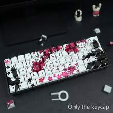 Juego de teclas con grabado lateral de material PBT, teclas con diseño de Sakura, cuervo y chica de anime, perfil CHERRY adecuado para interruptores MX (teclado no incluido), técnica de sublimación - CEREZA - Ver 13