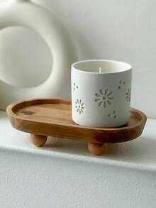 2pcs/1pc 7.8*4.65*1.69 Inch Wooden Tray, Aromatherapy Decor Key Holder Tray, Creative Dessert Plate, Entryway Organizer Tray, Wooden Candle Holder, Small Wooden Riser For Kitchen Counter - Multicolor - View 8