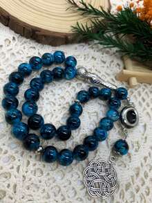 33pcs Glass Bead Single Strand Muslim Prayer Beads Tasbih Rosary Bracelet For Daily Wear - 33 Glass Spikelets - View 11