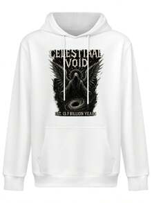 Celestial Void Hoodie, 2025 Cosmic Graphic, Dark Angel and Space Theme with a 13.7 Billion Years Print, Mystical Universe-Inspired Wear - Blanco - Ver 3