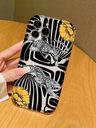 1 قطعة غطاء هاتف TPU ناعم شفاف مقاوم للصدمات بنمط نمر موجي أنيق وبسيط، مناسب كهدية عيد ميلاد أو مناسبة للأصدقاء والعائلة والأزواج والنفس، متوافق مع هواتف أبل