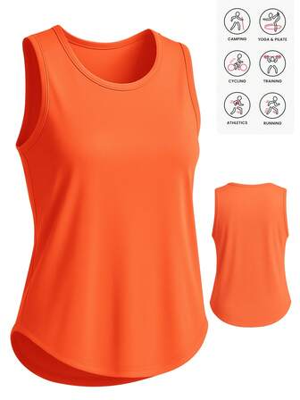 Top deportivo sin mangas de cuello redondo para mujer, cómodo, ajustado, ligero, transpirable, adecuado para uso diario, yoga, fitness, correr, multiescenario
