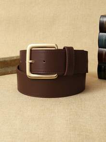 女士宽腰带一条，时尚仿麂皮腰带，配金色大扣，适合休闲穿着、万圣节装扮、音乐节、狂欢节、海滩、生日派对、闺蜜之夜、圣诞节、情人节、母亲节礼物。 - 棕色 - 查看 4