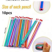 20 piezas de lápices flexibles y divertidos, lápices flexibles de colores rayados con borradores, regalos y decoraciones para fiestas (solo para uso de adultos) - Multicolor - Ver 1