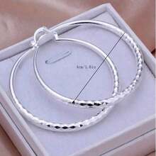 1 Pair Silver Hoop Earrings, Jewelry Gift For Women, Suitable For Wedding, Party 2DHR - 銀色 - 查看 3