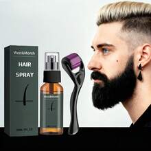 Set de cuidado de barba para hombres West&Month con rodillo de masaje - Spray y rodillo para barba para un cabello facial suave y liso - Post-afeitado, cuidado diario - Fortalece y acondiciona la barba - Ideal para barbas de caballero, bigotes y patillas - Kit de cuidado para hombres - Kit de spray para el crecimiento de la barba (1 unidad) - Ver 4