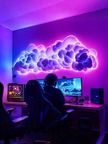 1pc DIY Thunder Cloud LED Light (Single Pack), USB Powered Wall-Mounted Giant Cloud Lamp - Made Of ABS Resin, Dimmable - Vibrant Atmosphere Night Light, Ideal For Gaming Room And Party (Includes Light Source) - Perfect Christmas Gift, Ideal Holiday Decor For Office, Bedroom, Hotel, Party And Restaurant - Multicolor - View 5