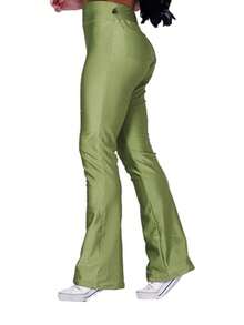 Women's Flare Cirre Pants With Back Pocket Luxury High Waist - Green - View 4