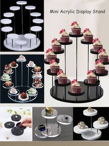 1 Piece 12-Tier Acrylic Vertical Mini Display Stand, 12 Round Acrylic Mini Disc Displays For Jewelry, Rings, Earrings, Mini Art, Mini Figurines, Cupcakes, Adjustable Vertical Display Set, Suitable For Stores, Galleries, Exhibitions And Home Use, Available In Transparent, Black, White
