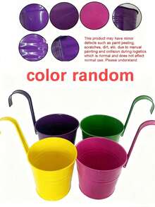 Hanging Flower Pot, Metal Iron Art Mini Planter Fence Bucket Flower Pot Holder For Balcony Garden Plant, Suitable For Home Decor