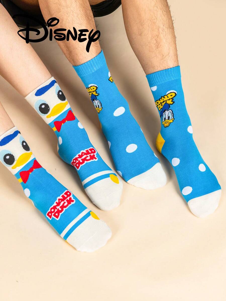 Disney 2 Pairs Official Halloween & Christmas Gift Cartoon Socks, Novelty Socks With Animation Characters, Suitable For Men - Multicolor - View 1