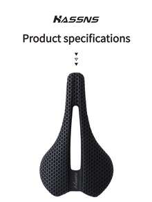 Sillín hueco y transpirable impreso en 3D HASSNS, asiento de carbono de nariz corta para bicicleta de carretera y bicicleta de montaña de competición - Negro - Ver 10
