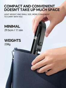 1700mm 无线自拍杆手机三脚架可伸缩折叠独脚架适用于智能手机，平衡稳定拍摄直播，带遥控器，适合夏季度假、旅行、户外活动、直播，稳定录制，度假旅行户外活动直播稳定录制，Vlog设备，360°旋转 - 黑色 - 查看 6