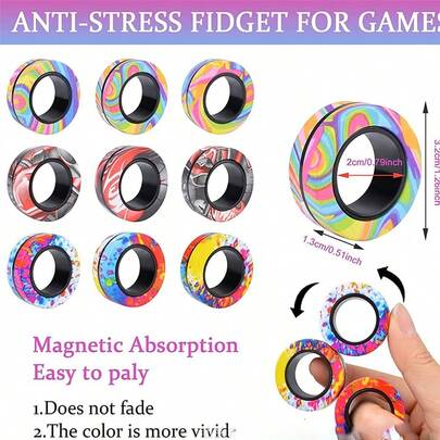 1pc Creative Stress Relief Rotating Magnetic Finger Ring, Novelty Toy - Perfect Gift For Birthday, Holiday, Christmas