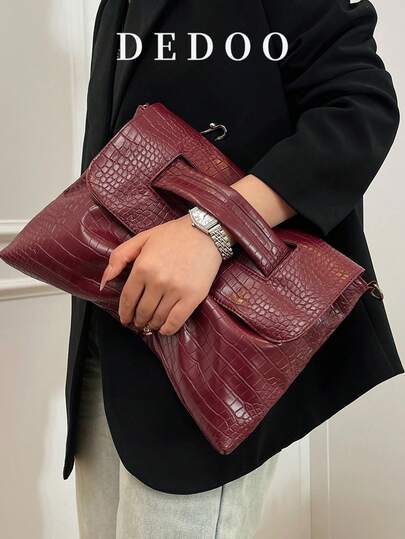 Dedoo 1 Piece Of Women's Retro Fashion Classic Crocodile Pattern Crossbody Bag. Urban Fashion Sense. Casual And Simple. Elegant And Versatile. It Can Be Used In Hand, Under The Arm, Or Across The Body. It Is Suitable For Commuting, Notebook Storage, Shopping, Travel, Valentine's Day Gifts, Giving To Mothers, Etc.