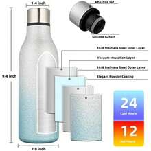 BJPKPK - Botellas de agua aisladas, botella de agua de metal de acero inoxidable de con correa, sin , termo a prueba de fugas, tazas, frascos, botella de agua reutilizable para la escuela,(18 onzas Azul plateado brillante) - Multicolor - Ver 3