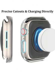 3pcs Transparent Casual Fashion PC Hollow Watch Case, Anti-Drop Protective Cover, Compatible With Apple Watch 40/41/42/44/45/46/49mm, Series Ultra/SE/10/9/8/7/6/5/4, Smart Watch Accessories - Hollowed-out Transparent *3 - View 3