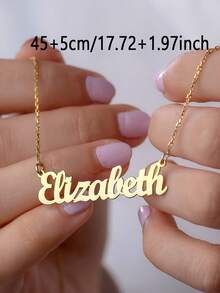 1 Piece Of Custom-Made, Minimalist Name Necklace, Stainless Steel Jewelry, Simple And Elegant Design, Fashionable Jewelry, Christmas Gift, High-Quality Birthday, Anniversary And Special Occasion Gift, Valentine's Day Gift, Suitable For Giving Her A Personalized Gift.