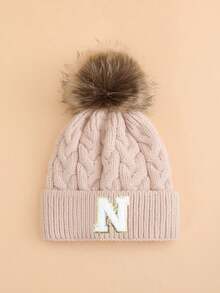 1 chiếc mũ len chữ cái cho bé, mềm mại, ấm áp và thoải mái, thích hợp cho bé trai và bé gái mặc ngoài trời vào mùa thu/đông. - Màu hồng nhạt - Xem 59