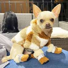 4pcs/Set Pet Warm Thermal Lined Indoor/Outdoor Adjustable Reflective Soft Bottom Non-Slip Shoes, Suitable For Small Dogs Like Pomeranian, Chihuahua Puppies - Multicolor - View 5