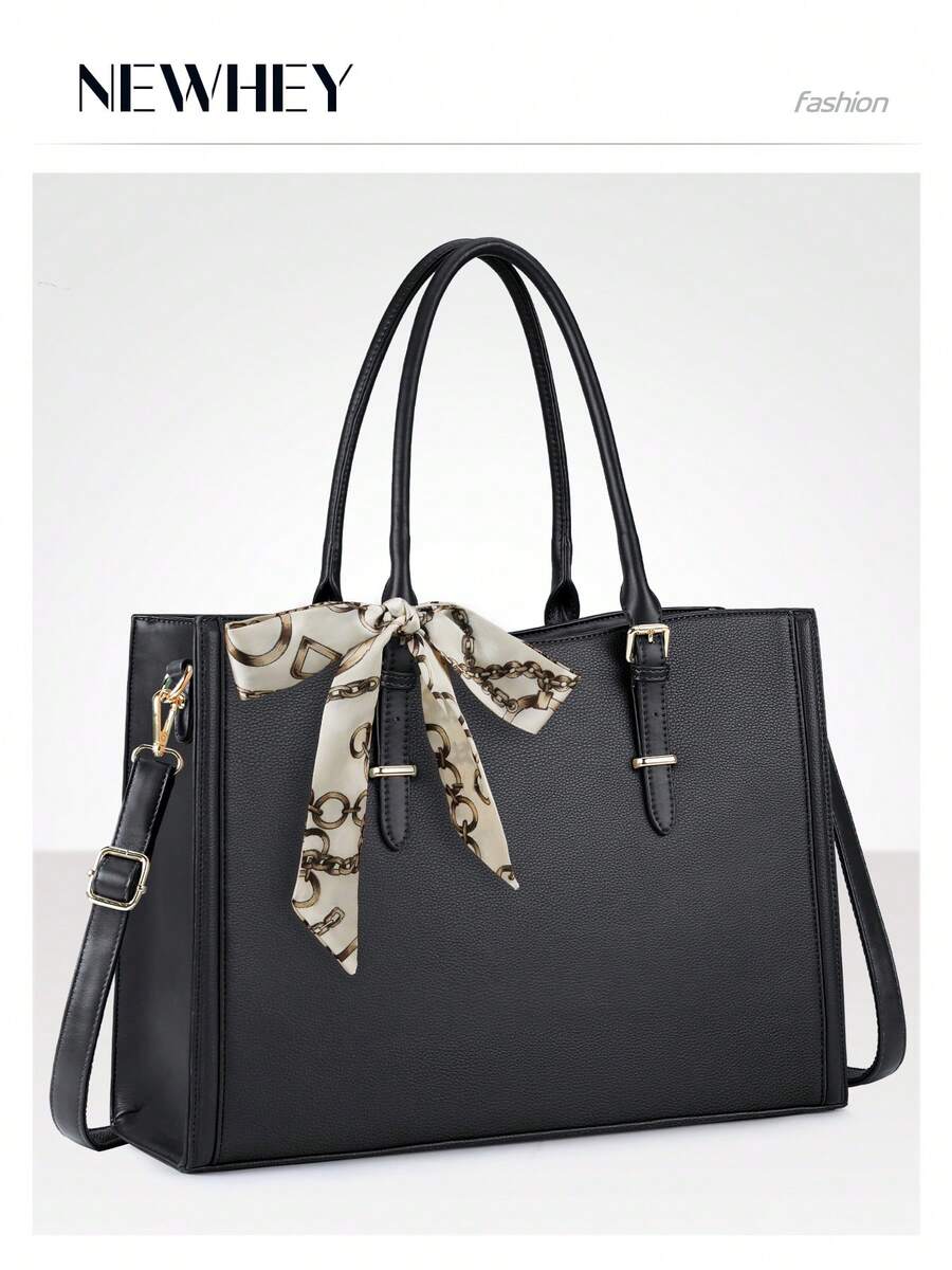 NEWHEY 15.6英寸女士防水真皮笔记本电脑包，商务笔记本电脑公文包，办公旅行单肩包，圣诞礼物 - 彩色 - 查看 1