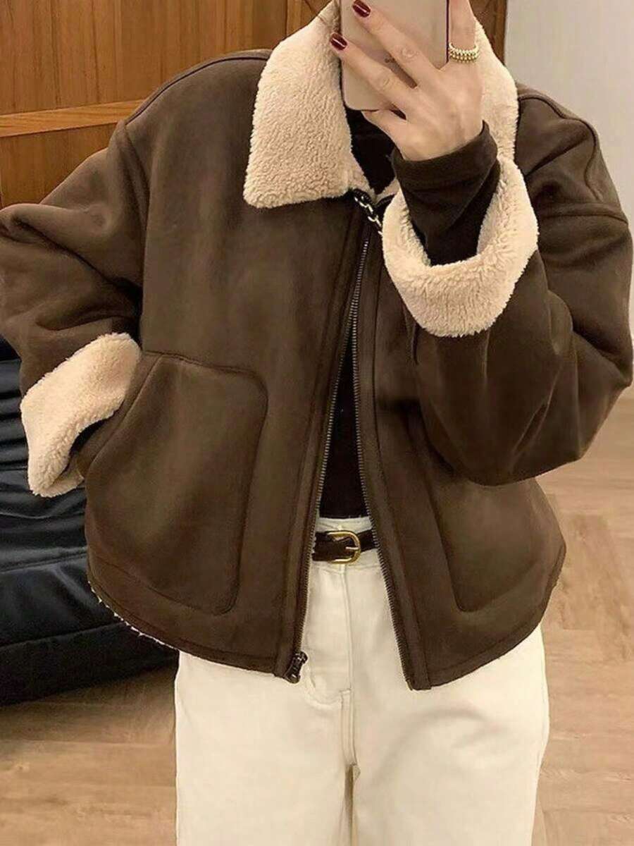 Women Winter Coats - Dark Brown - View 1