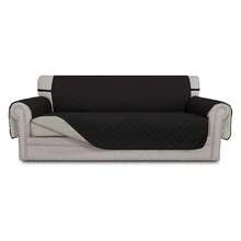 Reversible Oversized Couch Cover For 3 Cushion Couch Sofa Cover For Dogs Water Resistant Furniture Protector Cover With Foam Sticks For Pet Oversized Sofa, Black/Beige - 多色1991 - 查看 1