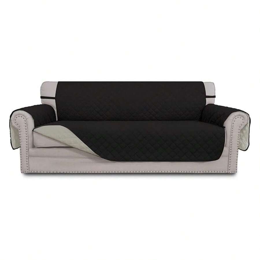 Reversible Oversized Couch Cover For 3 Cushion Couch Sofa Cover For Dogs Water Resistant Furniture Protector Cover With Foam Sticks For Pet Oversized Sofa, Black/Beige - 多色1991 - 查看 1