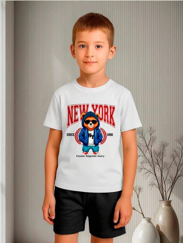 Camiseta E Bermuda Infatil Juvenil Urso Kit Promoçao Verao