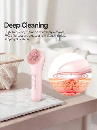 Multi-Functional Electric Facial Cleansing Brush, Electric Face Wash Brush, Facial Electric Cleaning Device With Heating And Vibration Functions, 5 Adjustable Intensity Levels, Can Exfoliate, Deep Clean And Massage The Face, Great Gift For Holidays And Valentine's Day