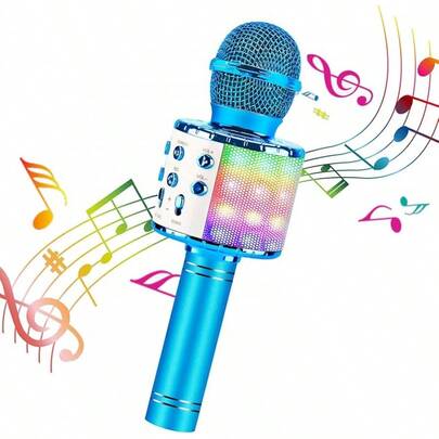 Microphone karaoké portatif 4 en 1 BlueFire, système de karaoké portable avec haut-parleur, machine à karaoké pour la maison avec fonction d'enregistrement pour appareils Android et iOS (bleu)