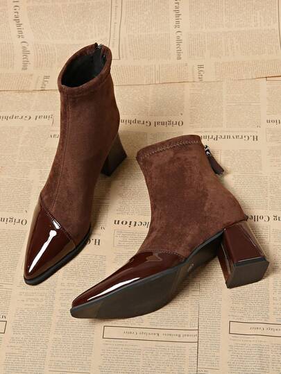 بوت أنيق للنساء ذو رقبة قصيرة وأصبع قدم مدبب، طراز فرنسي أنيق للربيع/الخريف 2025