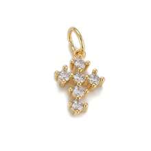 1pc Copper Micro-Inlaid Full Diamond Cross Pendant, Fashionable & Personalized Mini Charm For DIY Bracelet, Necklace, Earrings, Phone Chain, Versatile Handmade Accessory - Multicolor - View 24