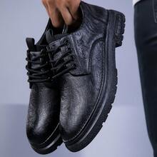 Botas occidentales para hombres, zapatos deportivos casuales, suela de goma versátil y transpirable antideslizante, botas de tobillo de estilo británico para negocios formales, senderismo y exteriores - Negro - Ver 5